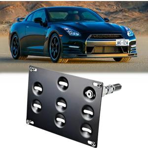 Drill-Free Front Tow Hook License Plate Holder Frame for Nissan GTR 370Z Sentra Juke for Infiniti G37 Q60 Q50 Stainless Steel Relocator Holder Front Bumper Frame Mounting Kit
