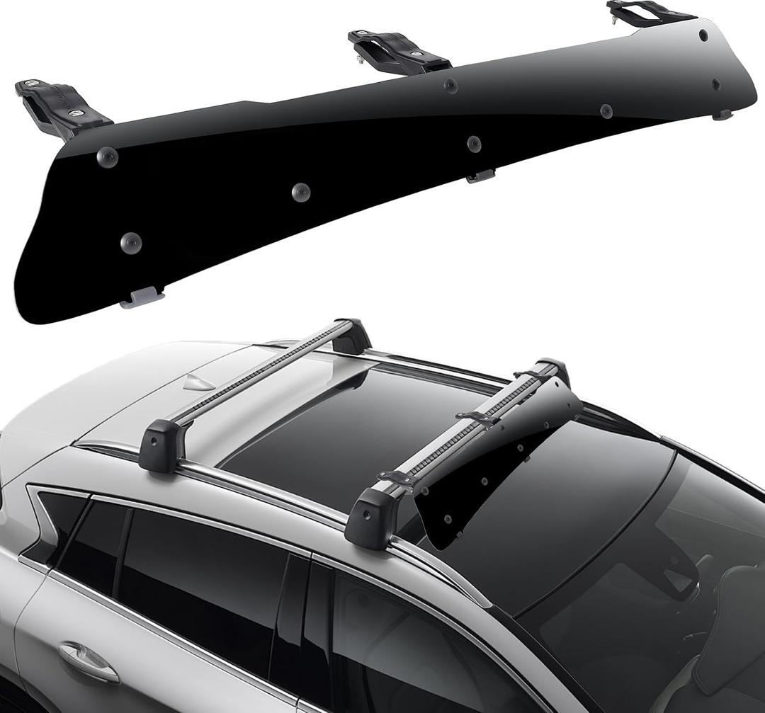 38" Aerodynamic Wind Fairing for Roof Rack, 95% Less Wind Noise, Fits Most Factory Bars, 3 Clamps for Secure Fit, Windshield Fairing for Roof Racks (38in)