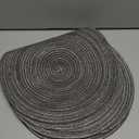 Floroom 15 Inch Round Braided Placemats Set of 6, Washable Heat Resistant Cotton Polyester Circle Place Mats for Kitchen Dining Table - Mist Grey