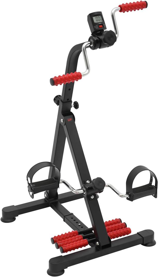 Pedal Exerciser Bike, Fitness Bike with LCD Screen, Adjustable Height Exerciser Bike,Hand Arm Leg and Knee Stroke Recovery Equipment for Seniors, Elderly Physical Therapy Sit Exercise