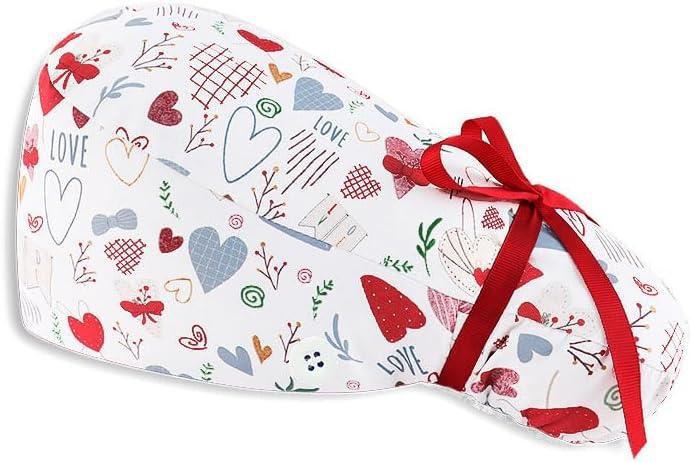 Adjustable Work Cap, Satin Lining, Forehead Sweat-Absorbing Cotton, Good Elasticity, with Buttons and Ties, Suitable for Various Occasions Multicolor