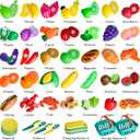 100 PCS Cutting Play Food Toy for Kids Kitchen, Pretend Food Toys for Toddlers, Play Kitchen Toys Accessories with 2 Baskets, Fake Food/Fruit/Vegetable, Birthday Gifts for 3 4 5 Years Old Boys Girls