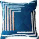 vctops Boho Geometric Tufted Decorative Throw Pillow Cover Farmhouse Cotton Embroidery Accent Square Cushion Case for Couch Sofa Bed (EmbroideryB, 18"x18")