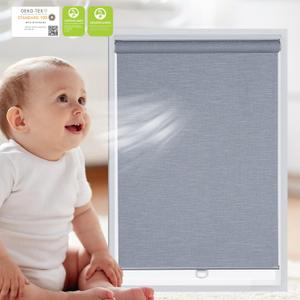 Tonature Cordless Roller Shades 100% Blackout Window Shades Eco-Friendly Fabric with Jacquard Stripes Pattern (Stone Grey, 31"W X 64"H) Thermal Insulated UV Protection Roller Blinds for Windows, Home