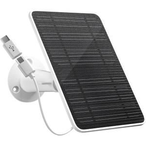 Solar Panel for Security Camera, 5W Solar Panel Charger Compatible with Eufycam 3/3C/2/2 Pro/2C/2C Pro/E/E20/E40/L20/L40/Solo/SoloCam Spotlight, Micro USB&USB-C Port IP65 Waterproof 10ft Cable, 1 Pack