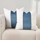 EVERGRACE x Kinsey Walsh Signature Velvet Panel Cotton Pillow Covers Set of 2, Decorative Pillow Covers 20"x20" for Couch, Square Cushion Cases for Sofa Bedroom Living Room, Blue Topaz (20" x 20" (Pack of 2))