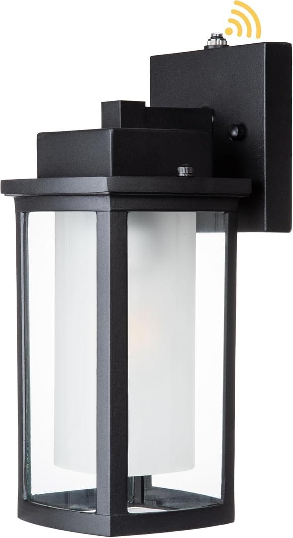 JYZ Dusk to Dawn Outdoor Wall Sconce Lighting, Exterior Outdoor Wall Mount Lantern, Waterproof Anti-Rust Porch Light Fixture, Modern Contemporary Outside Lamp for House Front Door Garage Patio Deck (03-Large)