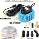 Pool Cover Pump above Ground - Submersible Water Sump Pump Swimming Water Removal Pumps, with Drainage Hose & 25 Feet Extra Long Power Cord, 850 GPH inGround, 3 Adapters (Blue)
