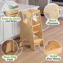 OCODILE Toddler Standing Tower - Adjustable Height Toddler Kitchen Stool Helper - Ideal Kids Kitchen Step Stool for Learning New Skills - Extra Secure with Safety Feet - Varnished