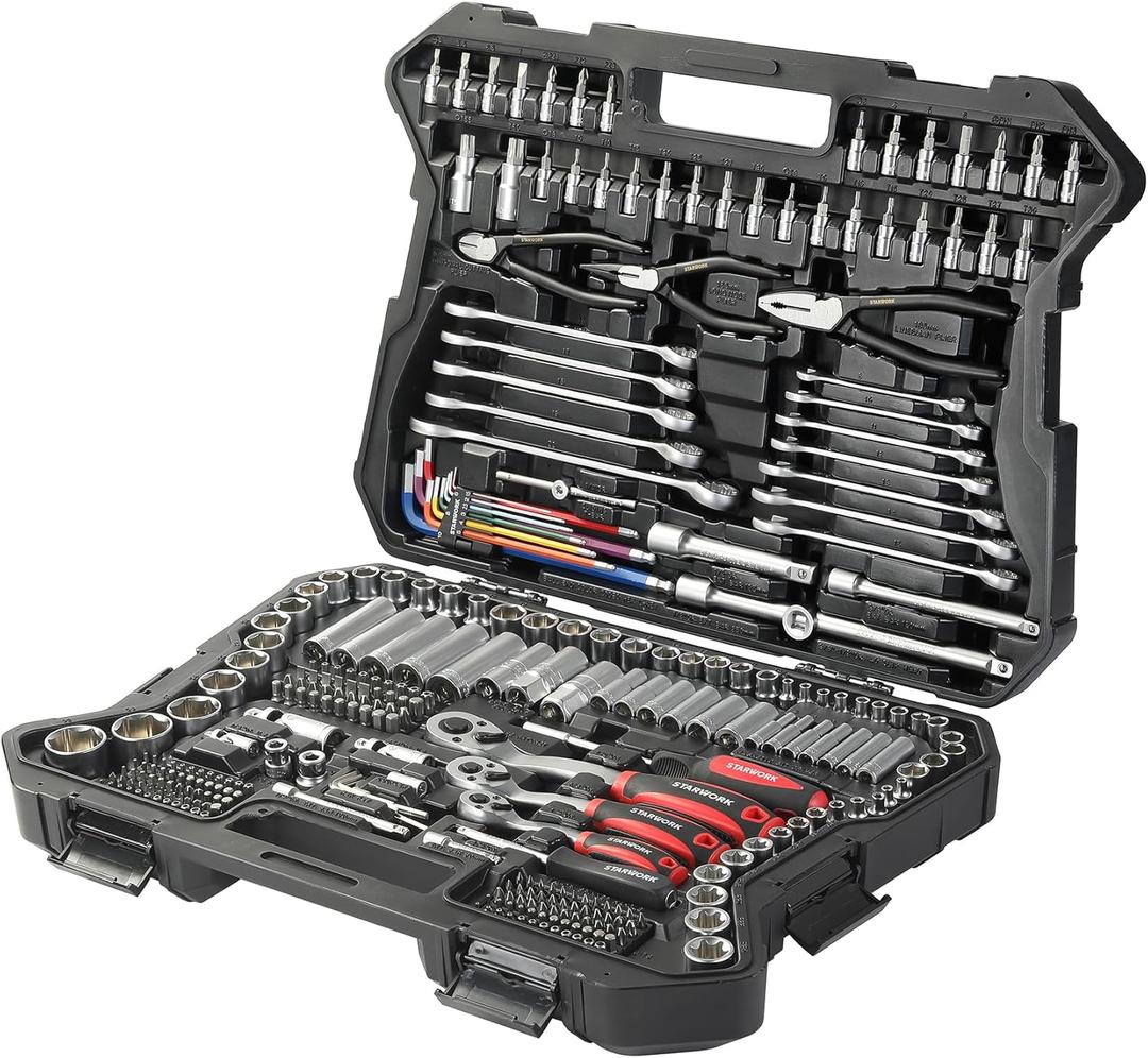 STARWORK TRUE MECHANIC™ 314-Piece Mechanics Tool Set and Socket Set, 1/4", 3/8", 1/2" Drive, Professional, Metric