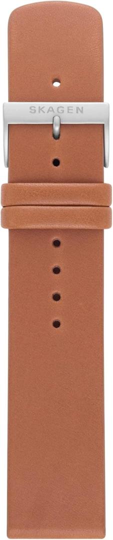 Skagen Watch Band, Stainless Steel or Leather Replacement Watch Band for Women and Men (12MM, Brown Leather)