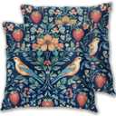 Chinoiserie Blue Bird Throw Pillow Covers Set of 2 Couch Pillow Case Decoration Cushion Covers for Sofa Home Living Room Bedroom Outdoor 18X18 Inch
