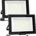 Flood Lights Outdoor,7200LM Bright Work Light Plug in,6500K Daylight White LED Flood Light Outdoor, IP66 Waterproof Exterior Floodlight for Yard Garage Stadium 2 Pack (60W)