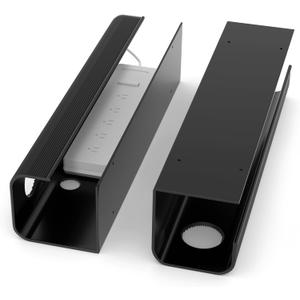 ZhiYo 2 Pack Large Capacity Cable Management Tray 31.5in (2xL15.7in), Thick PVC Under Desk Cable Tray Kit with 4 Cable Clips & 5 Ties, Standing Cord Management Desk Organizer for Office or Home, Black