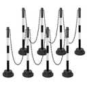 35" Traffic Safety Cones with Heavy Base, Reflective Stripes & 5FT Link Chain Delineator Stanchions Posts for Parking Spaces, Driver Training, Event Barriers, Roadway, Construction 8 Pack