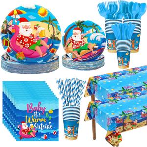 Vesici 452 Pcs Summer Christmas Tropical Hawaiian Party Decorations for 50