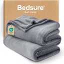 Bedsure Fleece Throw XL Blanket for Couch - 300GSM Soft Lightweight Plush Cozy Blankets for Travel, Grey, 50x70 inches