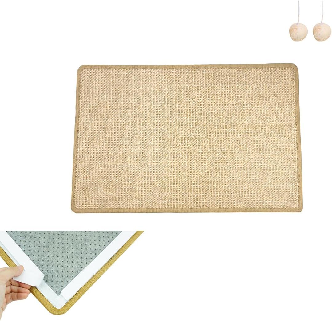 Durable Cat Scratcher Thick Sisal Scratching Pad for Cats Anti-Slip Scratch Sleeping Mat No Mess Furniture Protector Natural for Claws (Pack of 2)