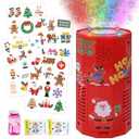 Halloween Bubble Machine, Automatic Fireworks Bubble Blower with Spooky Sound & Dazzling Lights, Portable Bubble Maker Toys with DIY Stickers for Kids Halloween Party Fun (Halloween)