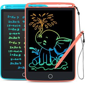 TECJOE 2 Pack LCD Writing Tablet with Fridge Magnets, Doodle Board for Kids Drawing Kitchen Memo, Christmas Stocking Stuffers Birthday Gifts Toys for Boys Girls 8.5 Inch(Blue+Pink)