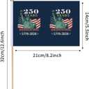 2 x 12 Pack 250th USA Anniversary Small Mini Wood Hand Held Stick Flag,with Statue of Liberty Design,5.5 × 8.2 Inch.