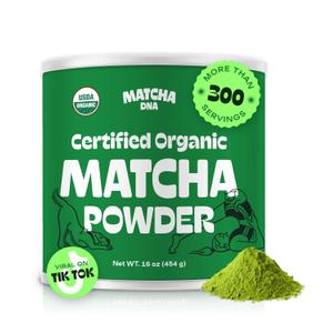 MATCHA DNA Certified Organic Matcha Green Tea Powder (16 oz TIN CAN), Best Before 10/27 