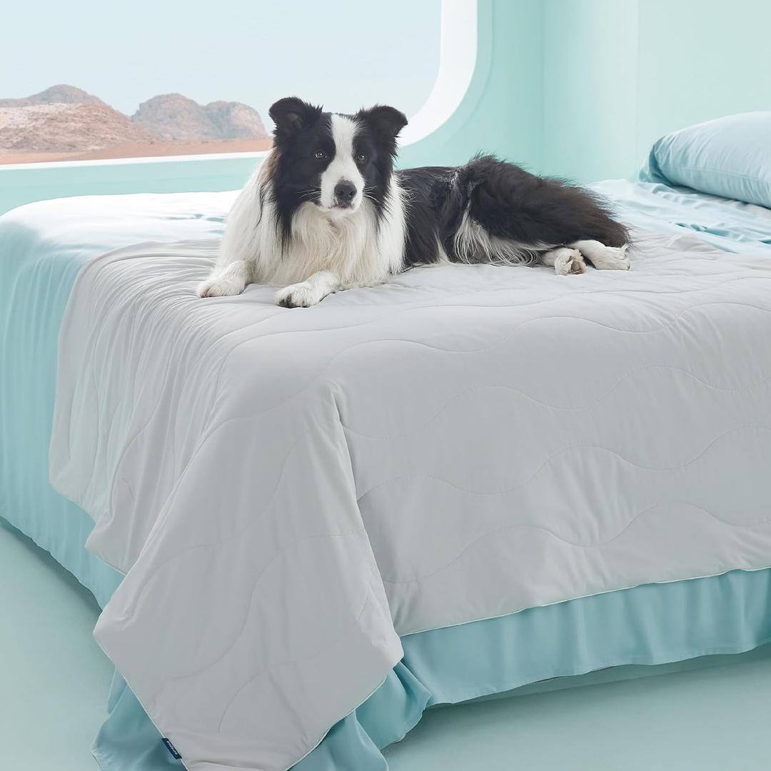 Bedsure Premium Cooling Blanket for Extra Large Dog - Q-MAX>0.5, Breathable Summer Washable Cold Pet Mat, Soft Durable Self Cooling Dog Mat for Hot Weather, Pearl Grey, 50x60