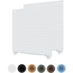 2Pcs Temporary Window Blinds Cordless, Self Adhesive Pleated Paper Blinds Window Shades Blackout Blinds for Windows Doors Non-Woven Fabric No Drill Blinds for Home Office Easy to Cut and Install (60*150CM)