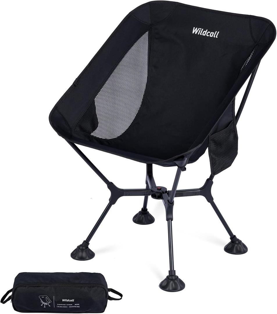 WildCall Lightweight Folding Camping Chair Quick Setup Frame Beach Chair Compact Backpacking Chair with Anti-Sink Feet