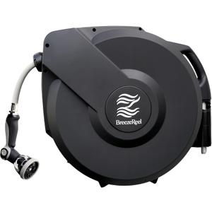 Retractable Garden Hose Reel, 5/8 in x 100ft, Heavy-Duty Aluminum Mount, Auto Rewind, Slow Retract, 180 Swivel, Any Length Lock, 10-Pattern Nozzle