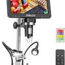 ANNLOV 7" HDMI Digital Microscope, 1500X 16MP LCD Coin Microscope with Lights, Video Soldering Microscope for Adults, Compatible with TV/Windows/Mac