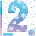 Halloscume 20 Inch Purple Blue Snowflake Number Piñata Wonderland Snowflake Piñata Large Fairy Tale Snowflake Piñata with Stick Blindfold Confetti for Christmas Winter Birthday Party Supply(Two)