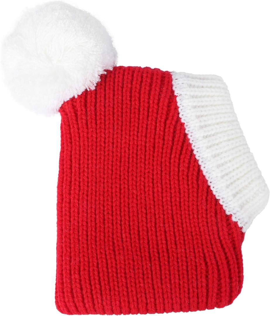 POPETPOP Christmas Dog Hat Crocheted Snood : Dog Knitted Hat Warm Winter Neck Ear Warmer Santa Headwear Christmas Pet s for Small s (Red, XS)
