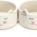 Kurrajong Farmhouse Set of 2 Ceramic cat Bowls - 4.5" Wide x 2" high - one Water Bowl and one Food Bowl for Cats - Cute and Unique