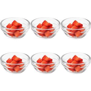 6 Pack Mini Glass Prep Bowls - 1.5oz Small Ramekins for Condiments, Dipping Sauces, Kitchen Organization