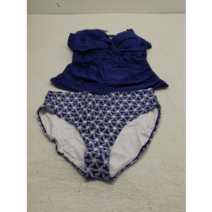 B2prity Women's Ruched Tankini Swimsuits V Neck Wrap Tie Back Two Pieces Bathing Suit Tummy Control Swimwear Dark Blue, XL