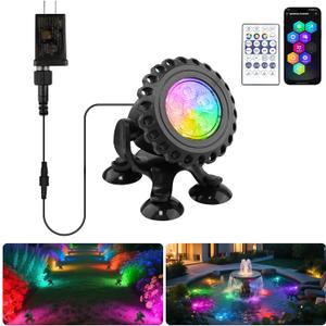 T-SUN Colored Pond Lights with Timer,LED Underwater Pond Light Submersible Fountain Lights for Fish Tank Landscape Spotlight-Bluetooth APP & Remote Control,IP68 Waterproof,Aquarium,Yard (1 Heads) T-SUN Colored Pond Lights with Timer,LED Underwater Pond Light Submersible Fountain Lights for Fish Tank Landscape Spotlight-Bluetooth APP & Remote Control,IP68 Waterproof,Aquarium,Yard (1 Heads)