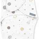 SwaddleMe by Ingenuity Monogram Collection Baby Swaddle, 100% Cotton, Improves Sleep & Calms Startle Reflex, 0-3 Months, Pocket Fold Design for Easy Changes, 1.0 TOG, 1-Pack - Sunset Space