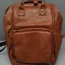 Leather Diaper Bag Backpack with Changing Mat Travel Backpack Waterproof&Insulated Large Nappy Bag Stroller Straps, Brown B, 13.8x8x18 Inch (Pack of 1), Travel Backpacks