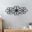 Sintosin Black Wrought Iron Wall Decor 32" x 13", Hanging Flower Scroll Metal Wall Art Decor, Living Room Wall Decor, Vintage House Decorations for Indoor Outdoor Fireplace Bedroom
