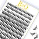 B&Q Lash Clusters 280PCS Natural Eyelash Clusters 30D D 15mm Individual Lash Wispy Eyelash Extension with Soft Thin Band Classic Look Pestaas Postizas Comfortable DIY at Home(30D-D-15mm)