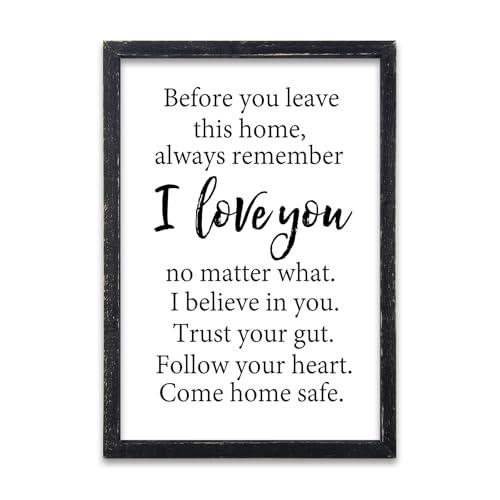 LuZhiQiang Before You Leave This Home Sign 16x24 Inch Laundry Room Wall Decor I Love You Inspirational Quote Wood Framed Rustic family Mudroom Farmhouse Dining Room Kitchen Wall Hang Art (Black)