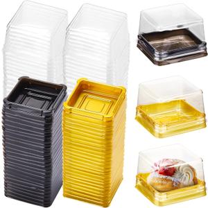 400 Pcs Clear Mini Cupcake Dessert Containers with Lids Wedding Individual Cupcake Box Plastic Cup Cake Single Mooncake Boxes Disposable Holders for Wedding Birthday Party(2.95 x 2.64 x 1.34 Inch)