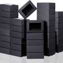 Zonon 100 Pieces Soap Boxes for Homemade Packaging Small Kraft Treat Boxes with Window Present Holder for Candy Bakery Soap Making, 3.54 x 2.44 x 1.26 Inch(Black)