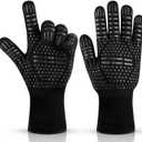 Heat-Resistant Oven & BBQ Gloves  Non-Slip Silicone Dotted Gloves - One Size Fits Most  Ideal for Oven, Grill, Baking & Cooking - Black