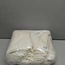 MYSKY HOME Boho Couch Cover Beige Sofa Covers with White Tassel Farmhouse Sofa Slipcover Simple Couch Protector for Dogs Chenille Sectional Couch Covers L Shaped Couch Cushion Covers, 91"x 134"