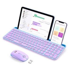 seenda Bluetooth Keyboard and Mouse for iPad, CTU301 Wireless MultiDevice Connection Bluetooth+2.4G Keyboard Mouse Combo with Tablet Holder for iPad/Macbook/Windows, iOS/Andriod/Phone, Blue & Purple