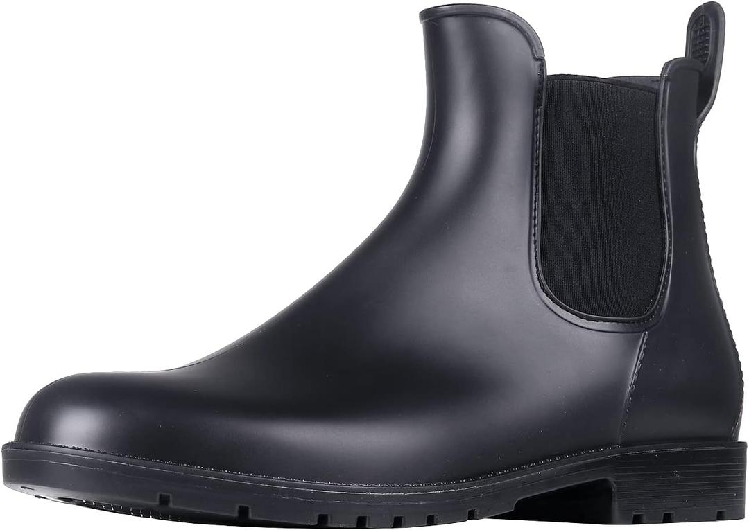 Asgard Women's Ankle Rain Boots Waterproof Chelsea Boots (11, Black)