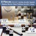 Remerry 8 Pieces Acrylic Display Block 4 x 4 x 1 Inch Clear Polished Acrylic Square Display Cube Block Stand Holder for Rings Jewelry Ornaments