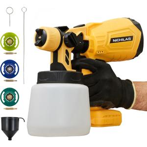 Cordless Paint Sprayer Compatible with DEWALT 20V MAX Battery, HVLP 1000ML Spary Paint Gun with 3 Patterns, 4 Size Copper Nozzles (Battery NOT Include)